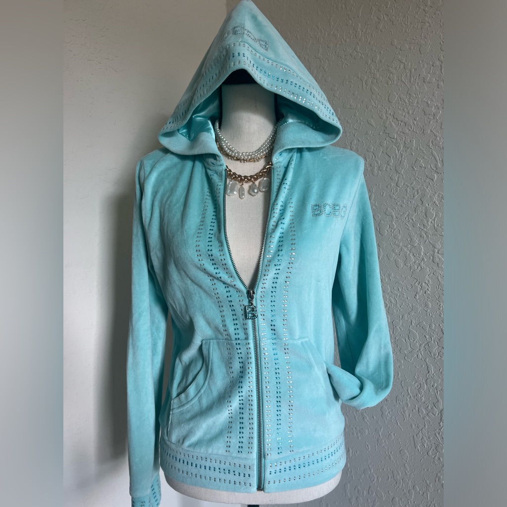 Nwt Bcbgmaxazria Baby Blue Zip Up ! Totallly Gives Y2k It Girl Vibes !!! Size M